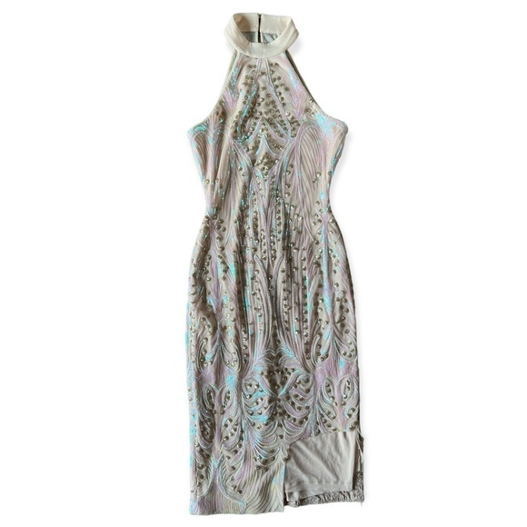 Dress the Population Dresses & Skirts - Flawed* Dress the Population Kiana Sequin Pearl Light Pink Midi Dress, Small